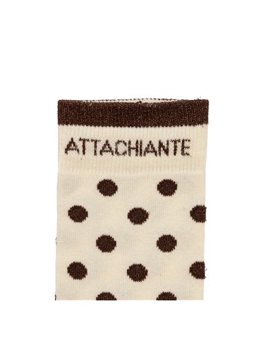 Chaussettes hautes "ATTACHIANTE" – pois écru/ chocolat - Poule House