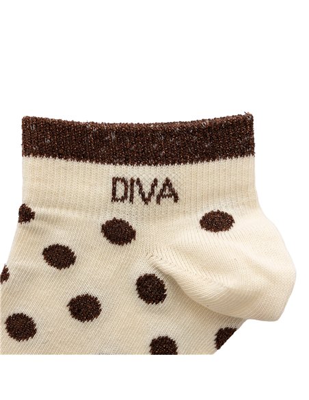 Chaussettes basses sneakers "DIVA" – pois écru/ chocolat - Poule House