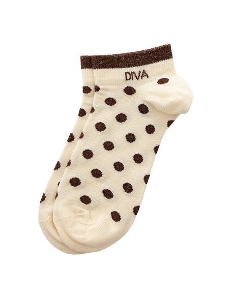 Chaussettes basses sneakers "DIVA" – pois écru/ chocolat - Poule House