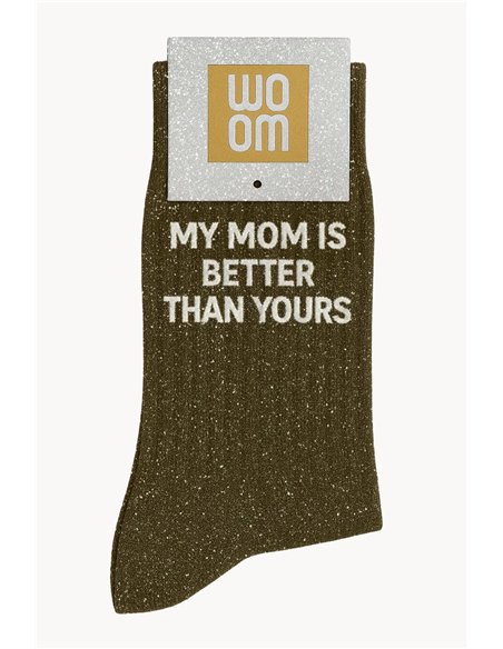 Chaussettes à Paillettes à Message "My Mom IsBetter Than Yours" - Kaki - woom