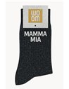 Chaussettes à Paillettes à Message "Mamma Mia" - Noir - Woom