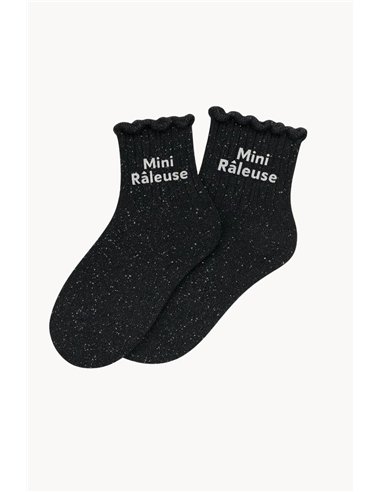 Chaussettes à Paillettes Enfant "Mini Râleuse" -Noir - Woom