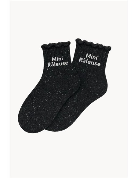 Chaussettes à Paillettes Enfant "Mini Râleuse" -Noir - Woom