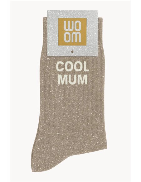 Chaussettes à Paillettes à Message "Cool Mum" - beige - woom