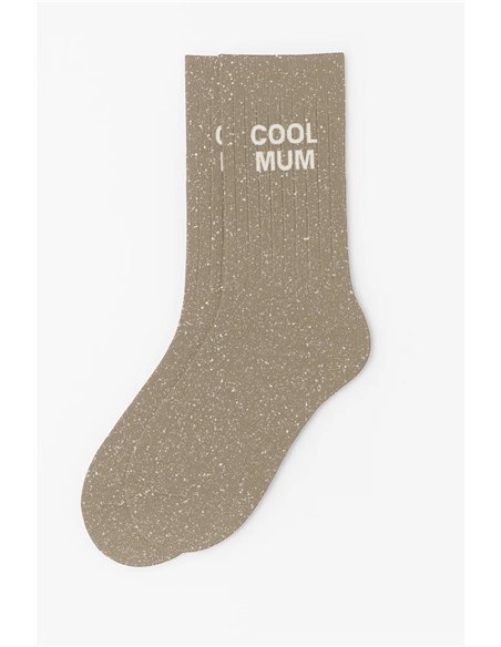 Chaussettes à Paillettes à Message "Cool Mum" - beige - woom