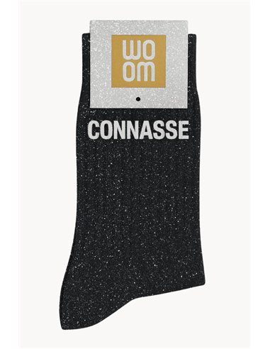Chaussettes à Paillettes à Message "Connasse"- Noir - woom