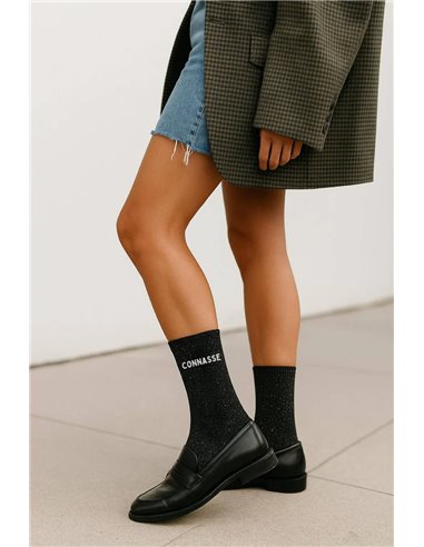 Chaussettes à Paillettes à Message "Connasse"- Noir - woom