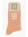 Chaussettes à Paillettes à Message "Good VibesOnly" - Peachy Peach - woom
