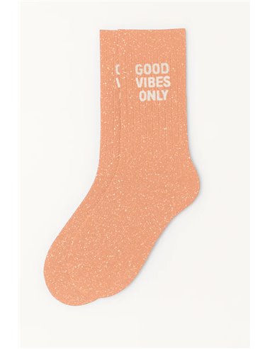Chaussettes à Paillettes à Message "Good VibesOnly" - Peachy Peach - woom