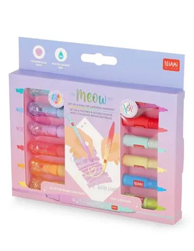 MEOW - SET DE 6 FEUTRES À DOUBLE POINTE - Legami
