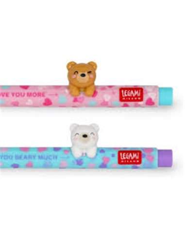 Set de 2 Stylos à Encre Gel - Beary in Love - Edition limitée St Valentin - LEGAMI