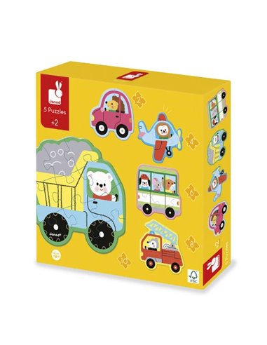 5 PUZZLES EVOLUTIFS VEHICULES - Janod
