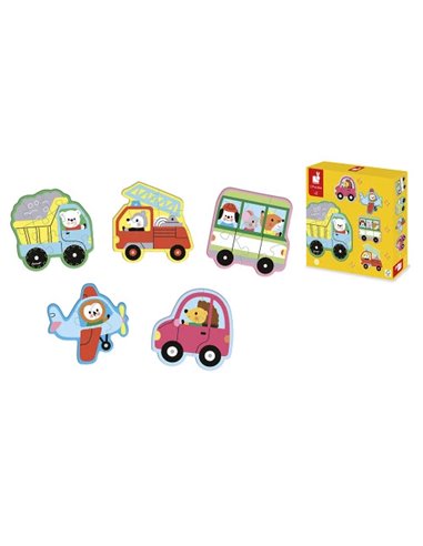 5 PUZZLES EVOLUTIFS VEHICULES - Janod