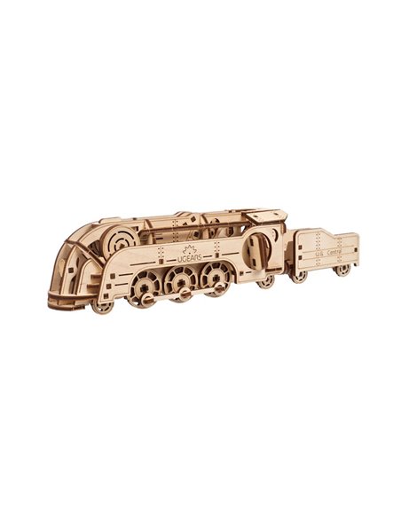 UGEARS Modèles Mécaniques: MINI LOCOMOTIVE 25x6x6,5cm, 172 pièces