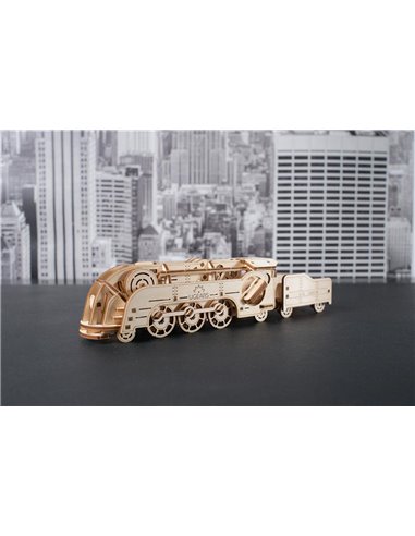 UGEARS Modèles Mécaniques: MINI LOCOMOTIVE 25x6x6,5cm, 172 pièces