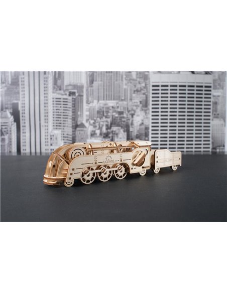 UGEARS Modèles Mécaniques: MINI LOCOMOTIVE 25x6x6,5cm, 172 pièces