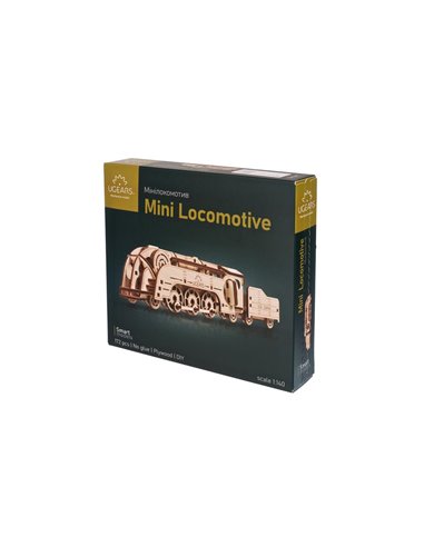 UGEARS Modèles Mécaniques: MINI LOCOMOTIVE 25x6x6,5cm, 172 pièces