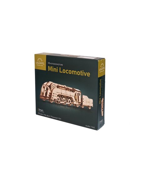 UGEARS Modèles Mécaniques: MINI LOCOMOTIVE 25x6x6,5cm, 172 pièces