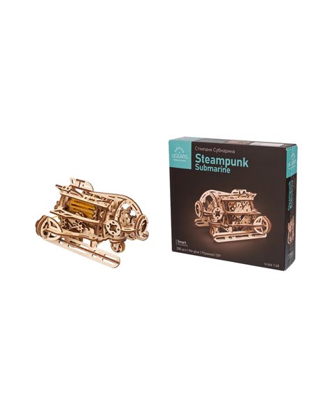 UGEARS Modèles Mécaniques: MINI STEAMPUNK SOUS-MARIN 14x9x12,8cm, 200 pièces