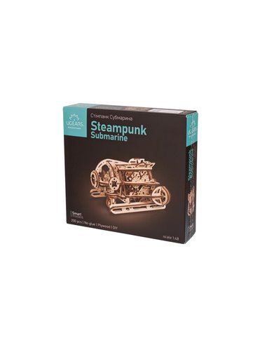 UGEARS Modèles Mécaniques: MINI STEAMPUNK SOUS-MARIN 14x9x12,8cm, 200 pièces