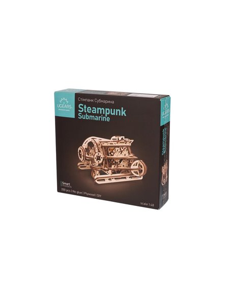 UGEARS Modèles Mécaniques: MINI STEAMPUNK SOUS-MARIN 14x9x12,8cm, 200 pièces