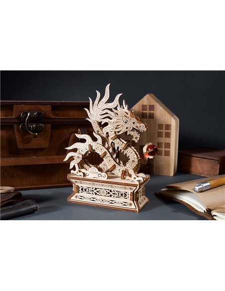 UGEARS Modèles Mécaniques: DRAGON de BOIS 14,5x18,1x5,2cm, 141 pièces