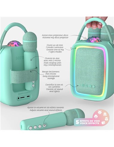 Enceinte Karaoké Singy Party Bleu turquoise Mobility on Board