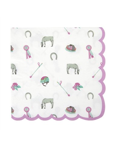 SERVIETTES FESTONNEES 33X33CM CHEVAL X 16