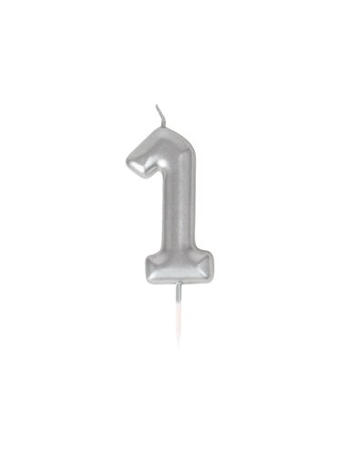 BOUGIE CHIFFRE 1 ARGENTEE