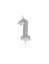BOUGIE CHIFFRE 1 ARGENTEE