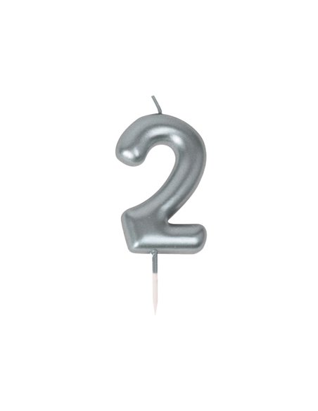 BOUGIE CHIFFRE 2 ARGENTEE