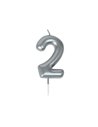 BOUGIE CHIFFRE 2 ARGENTEE