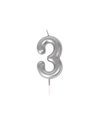BOUGIE CHIFFRE 3 ARGENTEE