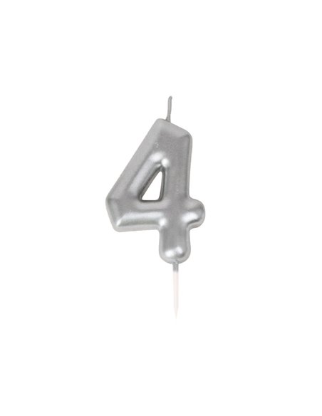BOUGIE CHIFFRE 4 ARGENTEE