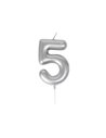 BOUGIE CHIFFRE 5 ARGENTEE