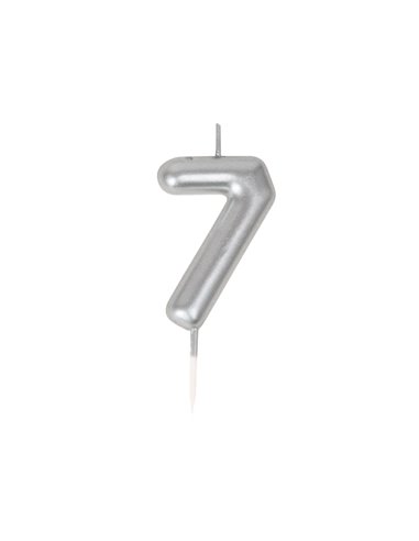 BOUGIE CHIFFRE 7 ARGENTEE