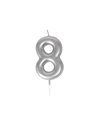 BOUGIE CHIFFRE 8 ARGENTEE