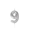 BOUGIE CHIFFRE 9 ARGENTEE