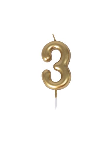BOUGIE CHIFFRE 3 DOREE