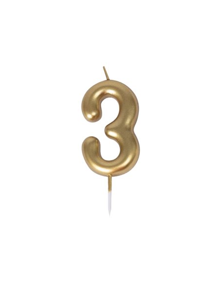 BOUGIE CHIFFRE 3 DOREE