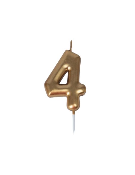 BOUGIE CHIFFRE 4 DOREE