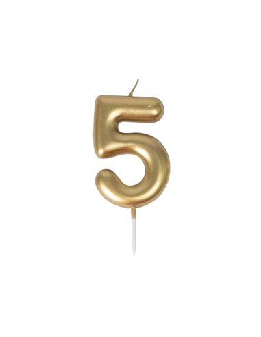 BOUGIE CHIFFRE 5 DOREE