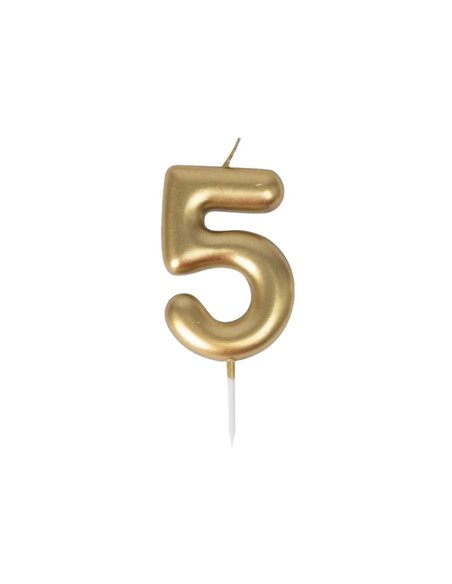 BOUGIE CHIFFRE 5 DOREE