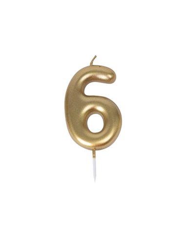 BOUGIE CHIFFRE 6 DOREE