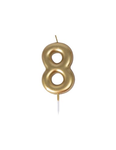 BOUGIE CHIFFRE 8 DOREE