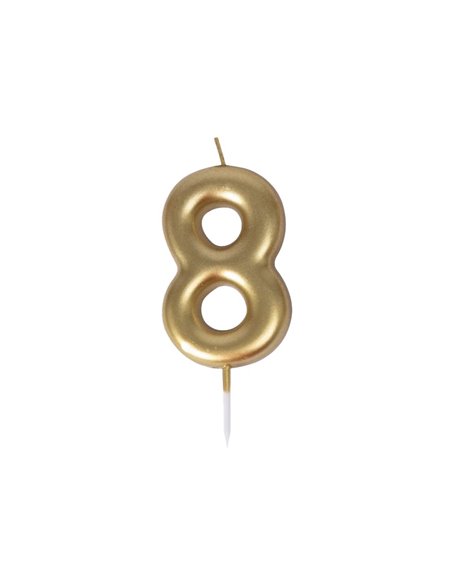 BOUGIE CHIFFRE 8 DOREE