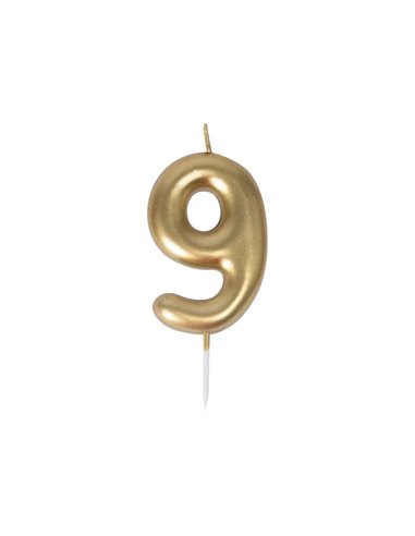 BOUGIE CHIFFRE 9 DOREE