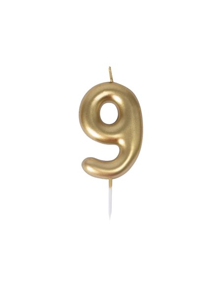 BOUGIE CHIFFRE 9 DOREE