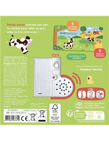 1, 2, 3, QUI EST LÀ ? - PETITE VACHE - livre sonore Auzou