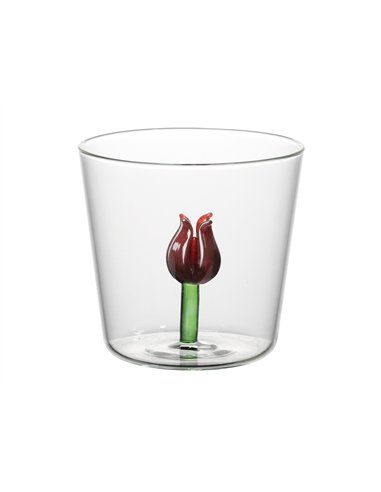 Verre fleur rose - itotal